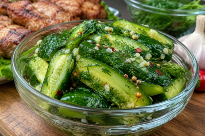 Огурцы быстрые &laquo;Закусочные&raquo; к шашлыку и любому мясу &mdash; вкусный маринад, готовится за 5 минут