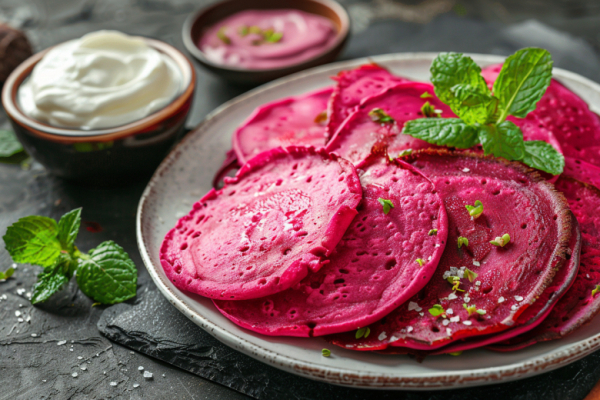 Цветные блины на свекольном соке: простая хитрость шеф-поваров